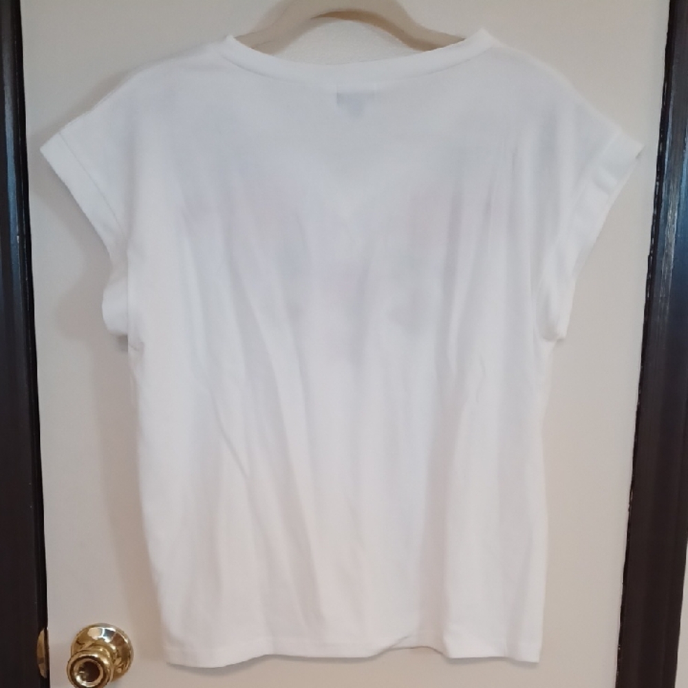 White Floral Embroidered Sparkly Top - Picture 4 of 7